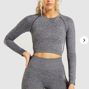 ADAPT MARL SEAMLESS LONG SLEEVE CROP TOP